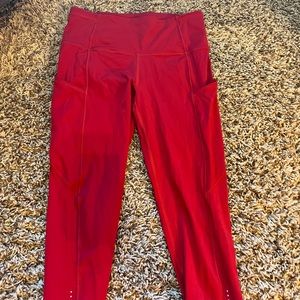 Red Lululemon Capri Leggings